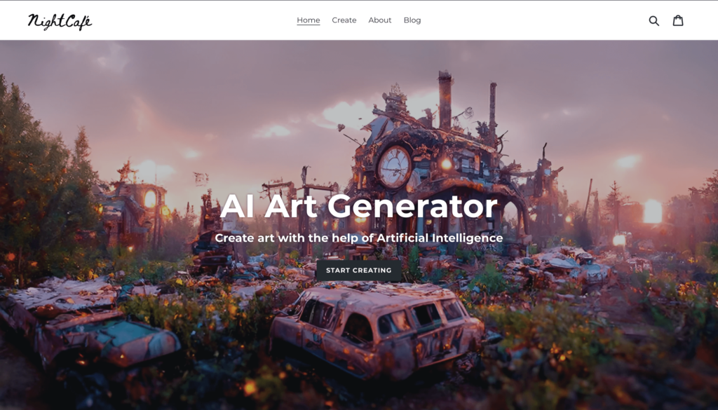 AI art generator screen shot
