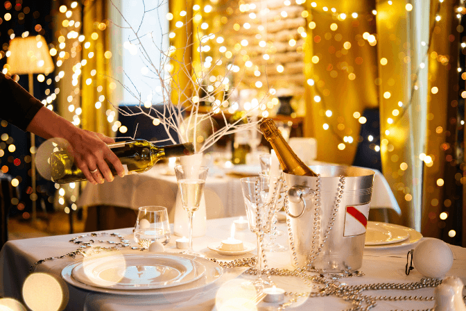 champagne in a luxury restaurant