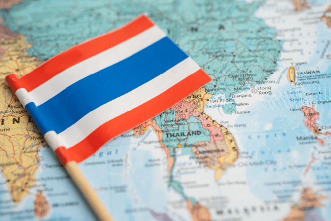 thailand flag on thai map