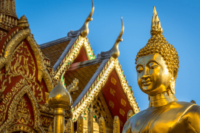 thailand temple with golden budha