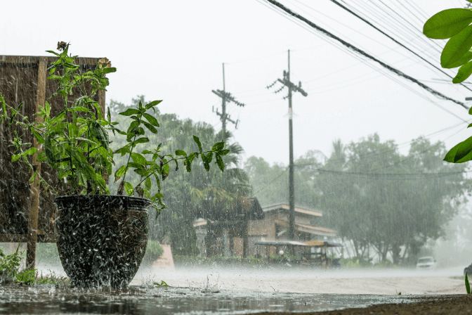 rain pouring in thailand